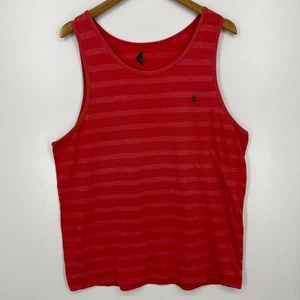 Volcom Tank Top Men's Size XL Red Striped Stone Logo Sleeveless - Picture 1 of 11