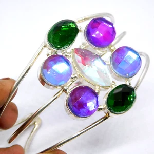 Brazalete Brazalete "8" Topacio Místico Cuarzo Piedras Preciosas Chapado en Plata 925 Regalo JP11072 - Imagen 1 de 8