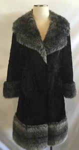 Chaqueta Abrigo Elegante De Colección England One World L Negra Imitación Piel Recortada - Imagen 1 de 12