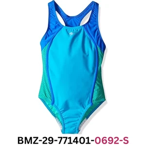 Speedo Girl's Swimsuit One Piece Mesh Splice Thick Strap , Cyan, 14 ~ BMZ29 - Picture 1 of 8