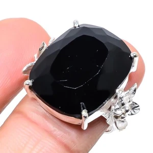 Black Spinel Handmade Gemstone 925 Starling Silver Jewelry Ring Size 7(US) - Picture 1 of 1