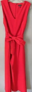 NWT Vince Camuto Tulip Red Jumpsuit Pantsuit One Piece Front Tie Pleated Size 4 - Picture 1 of 6