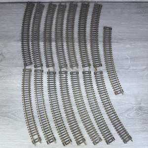 HO Scale Italy Vtg Brass Track Lot of 15 Curved Pieces 18" R 30 deg Train Used - Picture 1 of 18