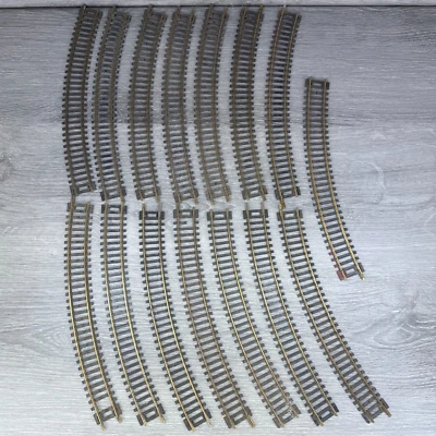 HO Scale Italy Vtg Brass Track Lot of 15 Curved Pieces 18" R 30 deg Train Used - Image 1 of 4