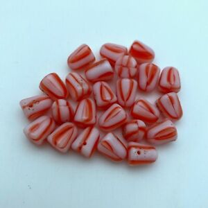 Opaque Orange & White Gumdrop Czech Glass Beads (7x10mm) (SCG70)