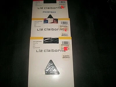  LOT OF 3 DISCONTINUED VTG LIZ CLAIBORNE PANTYHOSE+NWT+CONTROL TOP BLACK SMALL - Image 1 of 4