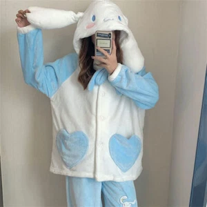 Cinnamoroll Hooded Pajamas Thickened Cartoon Winter Sleepwear Nightclothes Set - Picture 1 of 13