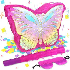 Butterfly Pinata for Birthday Party Supplies Colorful Butterfly Pinata with Stic - Picture 1 of 12