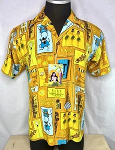 Shag by Avanti Shirt gelb Ku-Ku Kana hawaiianische Größe Small Tiki Aloha Freitag - Bild 1 von 12