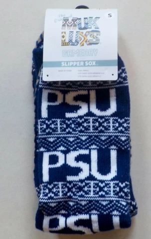 PENN STATE NTTANY LIONS UNISEX SLIPPER SOCKS S M L NWT MUK LUKS BLUE WHITE PSU Cover