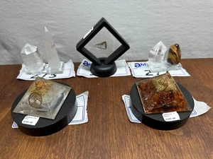 Selenite Carnelian Quartz Pyramid stone rock lot 7 items display bundle - Picture 1 of 8