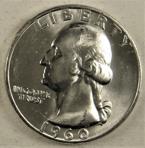 1960-D George Washington Quarter 90% Silver BU From Original Rolls Blast White Cover