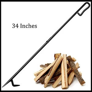 Fire Poker for Fire Pit 34 Inch Extra Long Portable Solid Steel Heavy Duty Black - Picture 1 of 7