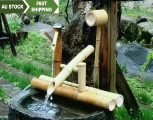 Bamboo Accents Water Feature Fountain Rocking Pump Water Wheel Modern Decoration - Picture 1 of 9