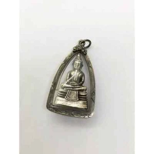 Phra LP Sothorn Buddha Silber Mikron plattiert Anhänger Talisman Thai Amulett - Bild 1 von 4