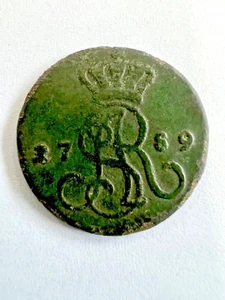 Poland 1 Grosz Grossus 1789 Stanislaw August Poniatowski Copper Coin - Picture 1 of 2