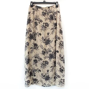 Neiman Marcus Beige Floral 100% Silk Zipped A-Line Skirt Midi size 6 Y2K - Picture 1 of 7