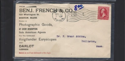 USA-1898-COVER-ADVERT-2 C RED SHADE-CLEAN BOSTON STRIKE-F-#52 - Image 1 of 2