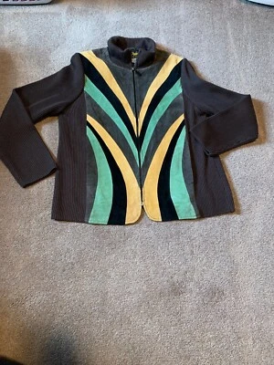 Abrigo Chaqueta Suéter Mangas Mediano Bob Mackie Usable Cuero Artístico con Cremallera De Colección Foto 1 de 4