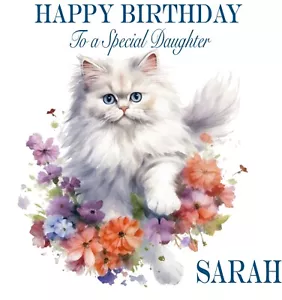 Personalised Kitten / Cat Birthday Card, Daughter, Granddaughter, Niece etc... - Picture 1 of 1
