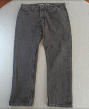 NAUTICA Men's Jeans 38x30 measures  37x28 Black Light Wash Denim Straight Leg