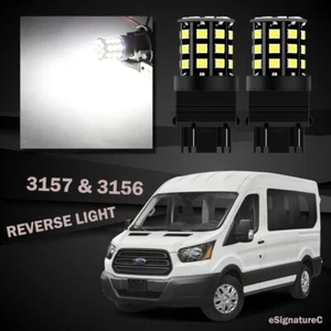2 x White Backup Reverse Light 3157 3156 33SMD LED For 2015 - 2019 Transit 150 - Foto 1 di 5