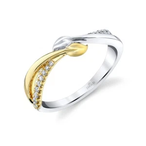 Parade Lyria Lea 18k White Gold Yellow Gold Diamond Band Ring BD5010A-WY - Picture 1 of 2