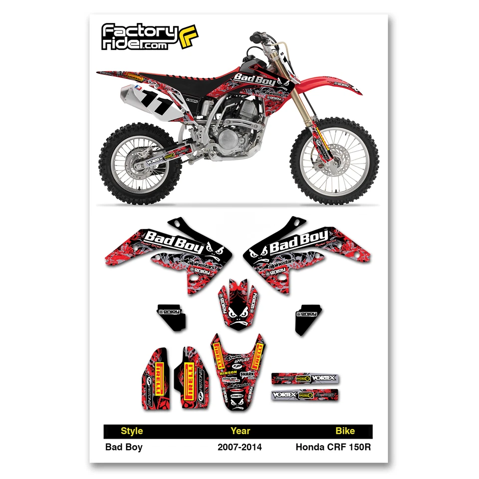 Honda CRF 150 R 2007-2014 Dirt Bike Graphic Decal BADBOY Racing By Enjoy Mfg - Image 1 of 4