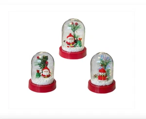 Weihnachtsbaum und Weihnachtsmann Schneekugel mit Schaumstoffkugeln und Lichtern 12 x 9,8 cm - Bild 1 von 2