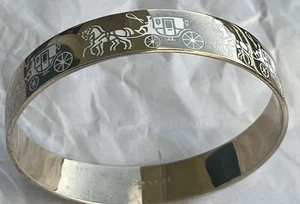 Coach 1790 Horse and Carriage Bangle Bracelet in Gold/White - Picture 1 of 10