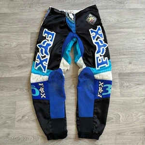 Vintage Fox Racing Men’s Dirtbike Pants Black and Blue 360 Image 34" y2k - Picture 1 of 9