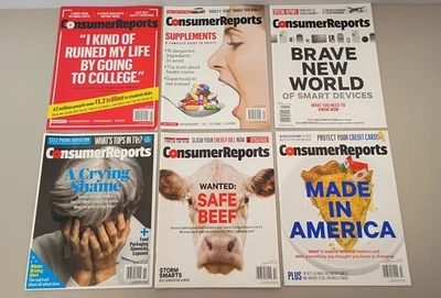 Lot of 6 Consumer Reports Magazine (1) 2014 (4) 2015 (1) 2016 - Imagem 1 de 3