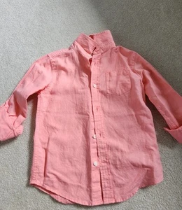 Boys Button Down Peach  Collared Dress Shirt 5/6 - Picture 1 of 3