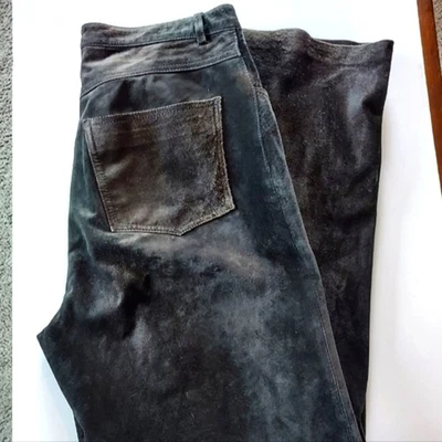 Pantalones de cuero de gamuza negros Brandon Thomas talla 8 Foto 1 de 4