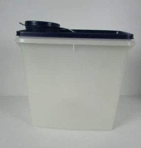 Tupperware Vintage Cereal Keeper Storage Container Small #469-9 Sheer w Blue lid - Picture 1 of 7