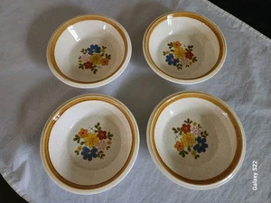 Mikasa Stone Manor Floribunda #F5813 Set of 4 Soup Cereal Bowls Vintage 7 1/4" - Picture 1 of 4
