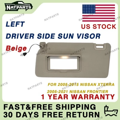 Left Driver Side Sun Visor for Nissan 05-21 Frontier 05-15 Xterra 96401- EA001 - Image 1 of 4