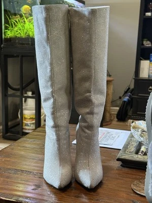 Botas para mujer gris plata brillante deslumbrante talla 8 Foto 1 de 4