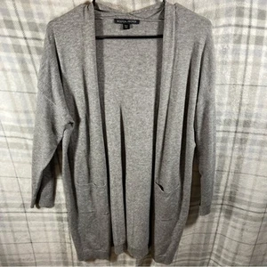 Boston Proper women Cardigan Sweater Large Gray minimalist neutral career office - Picture 1 of 8