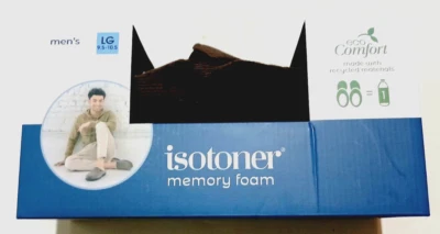 Isotoner Zapatillas Hombre Talla Lg (9.5-10.5) Marrón Memoria Espuma "eco comfort" Nuevo Foto 1 de 4