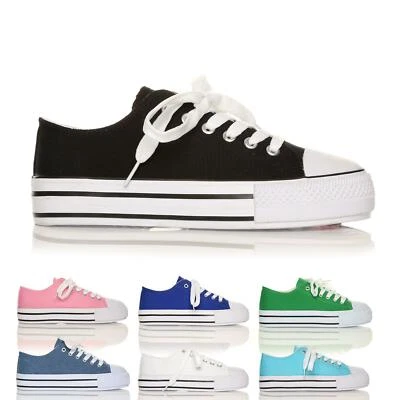 CORE COLLECTION Womens Men Trainers Sneakers Lace Up Comfy Running Walking Gym Sport Canvas Shoe