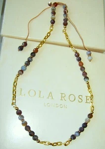 LOLA ROSE CARAMEL PERSIAN AGATE GOLD CHAIN ADJUSTABLE NECKLACE 18"-26" NEW QVC - Picture 1 of 1