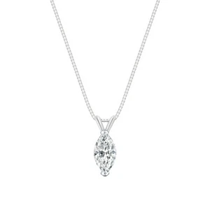 1/2 Ct Marquise Lab Created Grown Diamond Pendant Necklace 18K White Gold F/VS - Picture 1 of 1