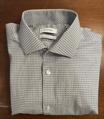 Calvin Klein Men's White/Black RN36543 Long Sleeve Button Down Size 16 32/33 - Image 1 of 4