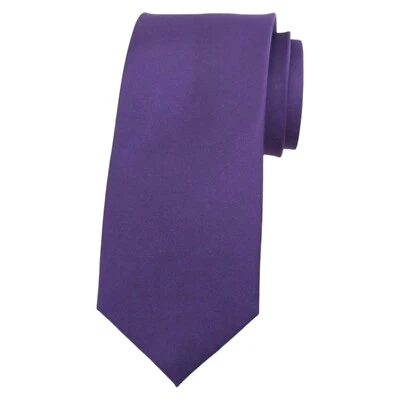 Corbata de seda para hombre ALARA púrpura berenjena satinado liso 2,75 delgada diseñador $80 Foto 1 de 4