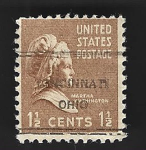 Sc# 805 1 1/2c Martha Washington DLE precancel   CINCINATTI OHIO - (B-3) perfs - Picture 1 of 2