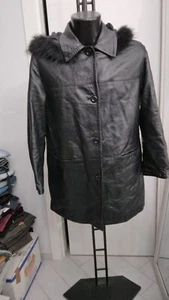 RACHELE@ASATI Giacca in vera pelle usato donna woman NERO Tg 44 XYM807L - Imagen 1 de 8