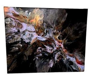 Acrylic Art Fulid Pour Beautiful Colorful Canvas 16x20 - Picture 1 of 11