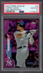 Béisbol Aaron Judge Topps 2020 cromado #50 rosa grado refractor PSA 10 gema (B) - Imagen 1 de 2