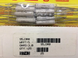 95J3R0 OHMITE RES WW 3 OHM 5W AXIAL 4 PIECES - Picture 1 of 1
